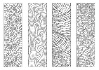 Black and White Zentangle Geometric Pattern Bookmark Set © Yana Zahoruiko