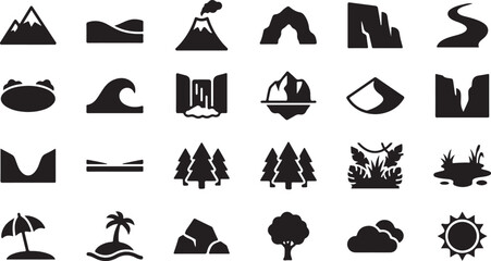Black silhouette of animals birds insects sea creatures and plants © DS STORE