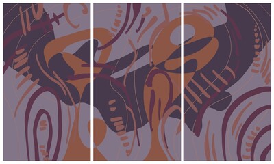 Modern interior triptych. The picture is painted by hand on a tablet. © neurostructure