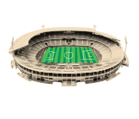 Soccer stadium halftone cutout Football arena collage element. © sunspire