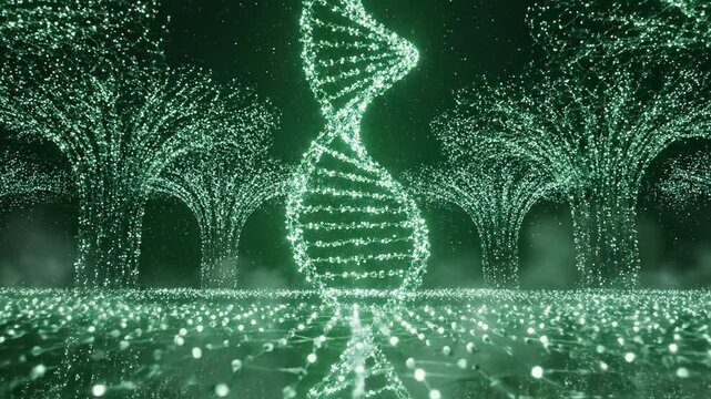 DNA Tree of Life: A visually stunning depiction of a DNA strand gracefully intertwined with a stylized tree, representing the intricate beauty of life.