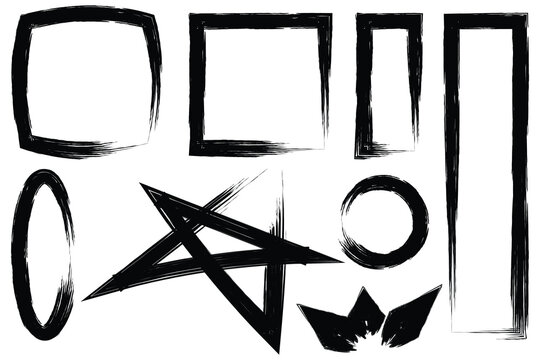 Black and white abstract shapes with brush strokes