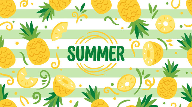pineapple summer tropical pattern striped fruit background design