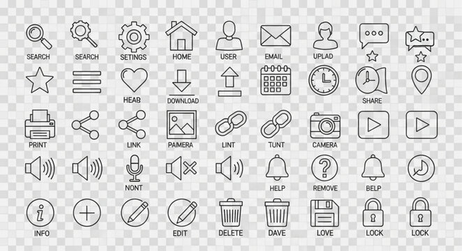Collection of Hand Drawn Icons for Web and App Design.