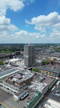 Aerial Drone Camera Footage of Historical Swindon City of England United Kingdom. 