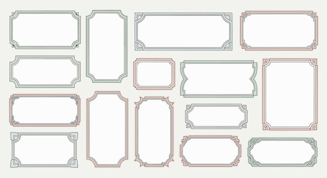 Vintage Elegant Decorative Border Set with Geometric Frame Elements