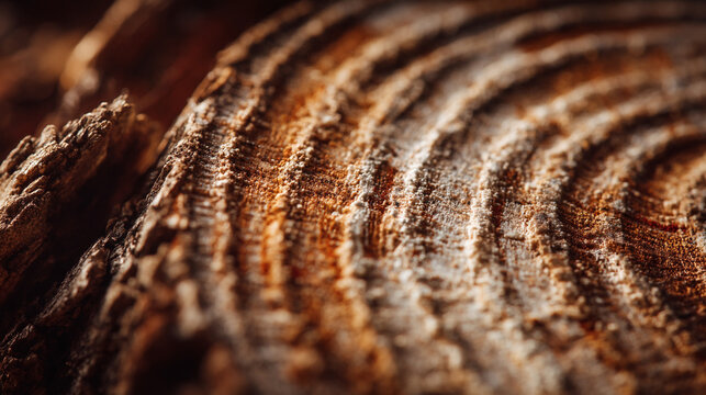 Abstract patterns and textures of weathered wood grain on a tree stump