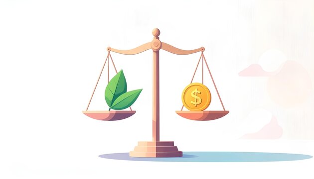Balancing Ethical Brand Values and Profit: Leaves vs. Coin on Scales