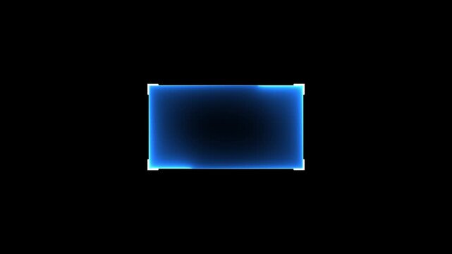 Futuristic blue HUD frame with hi-tech display interface, digital sci-fi hologram border on isolated black background.