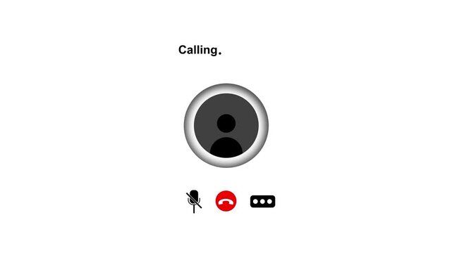 Incoming call interface animation with user avatar and communication buttons isolated on white background for mobile app UI design 4k video animation.