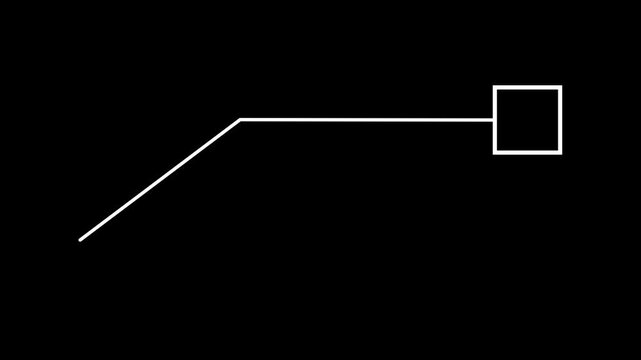 Futuristic geometric HUD lower third with pointer line callous and square focus box on right side, clean high-tech interface overlay with alpha channel 4k animation.