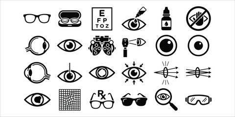 Ophthalmology icons vision care eye health and optometry symbols collection © Asif137