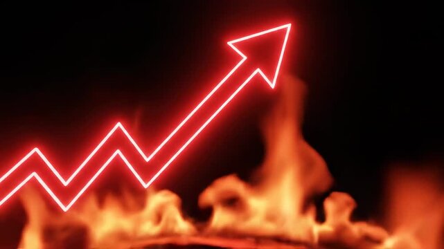 Conceptual illustration of a global economic crisis showing a burning bomb with a falling stock market graph.