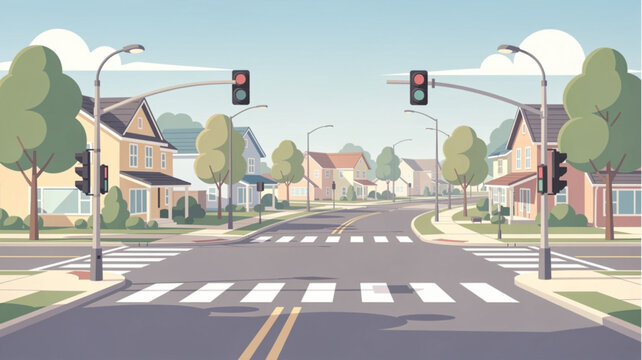 Traffic lights on a city street.