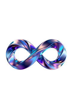[Transparent Background PNG]Iridescent Infinite Loop 3D Rendered Graphic Symbol