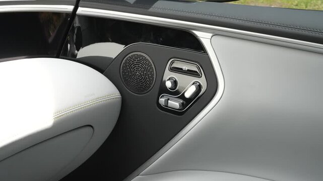 Close-up of luxury door trim in Avatr 11 electric SUV with elegant design and smooth textures. Great for automotive detail shots and premium visuals.