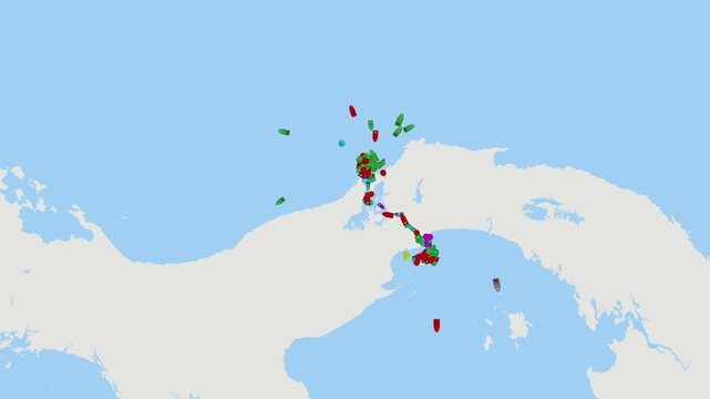 Ship traffic Panama Canal. Digital map of ship tracking data and maritime traffic in the Panama Canal, global trade routes, oil tanker logistics, energy distribution, geopolitical