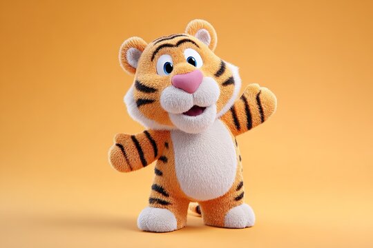 toy tiger cub. toy tiger isolated on white