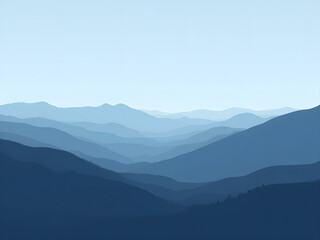 Obraz premium Serene Blue Hour Rolling Hills Minimalist Landscape with Cool Gray...
