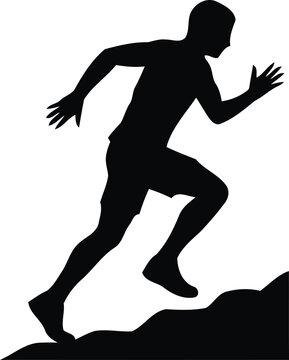 Man Running on Uneven Terrain SilhouetteMan Running on Uneven Terrain Silhouette