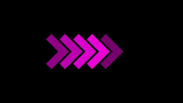 arrow icon swipe right animation black background. right Directional Arrow Loop Animation. Animated arrows for the overlay video layer.