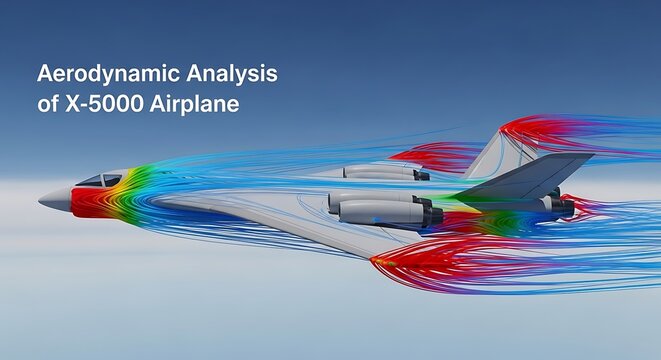 Aerodynamic Analysis of X-5000 Airplane - Scientific Visualization.