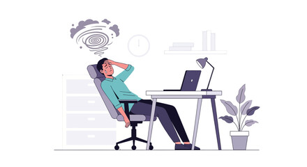 Fototapeta premium Burnout and Overwhelm Depicted in an Office Environment and Work Related Situation