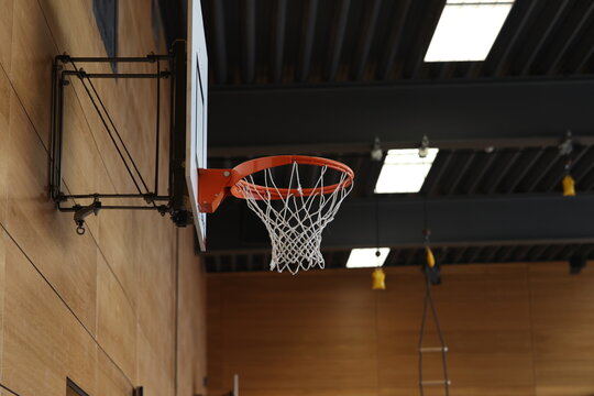 Basketball hoop in the gym
