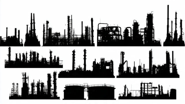 Industrial factory buildings and facilities.