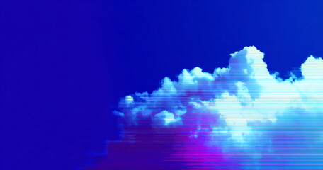 Obraz premium Glitch effect on bright cloudscape