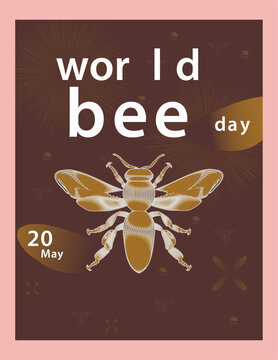 Vibrant World Bee Day flyer design featuring honeycomb patterns, blooming flowers, and flying bees. Perfect for eco awareness campaigns, nature events, social media promotions, and conservation themes