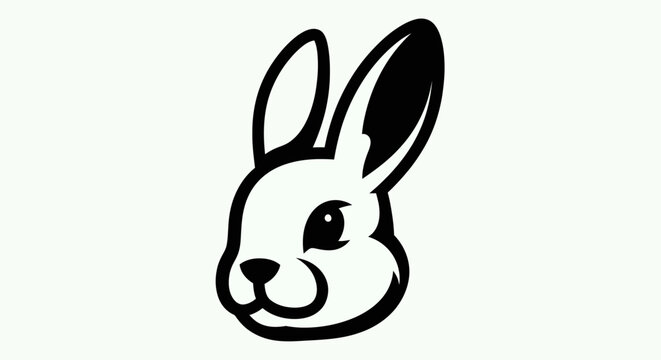 Rabbit head illustration on white background