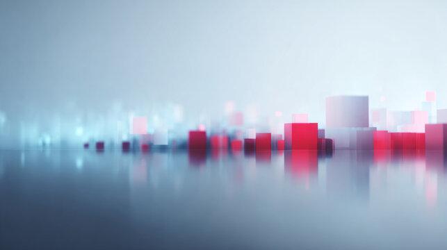 Abstract digital cityscape with glowing cubes
