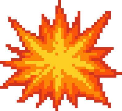 Pixel Art Explosion Effect Graphic.