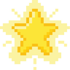 Fototapeta premium Yellow Pixelated Star Shape Graphic Element.