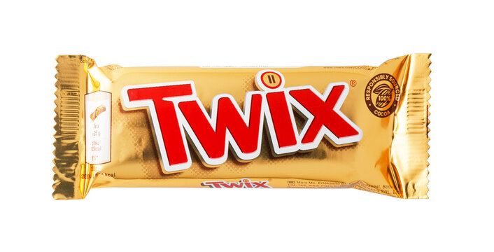 Twix chocolate bar wrapped in gold packaging