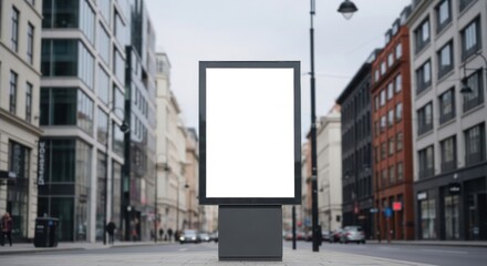 Obraz premium Blank vertical billboard mockup on a city street for outdoor advertising