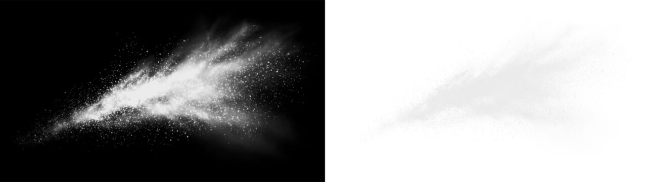 White dust particle sprite impact effect with misty edges on a transparent background creates a dynamic visual element for various designs