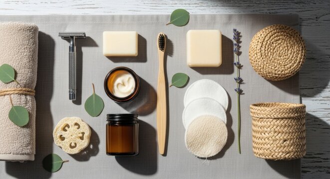 Sustainable zero waste bathroom accessories and natural body care products