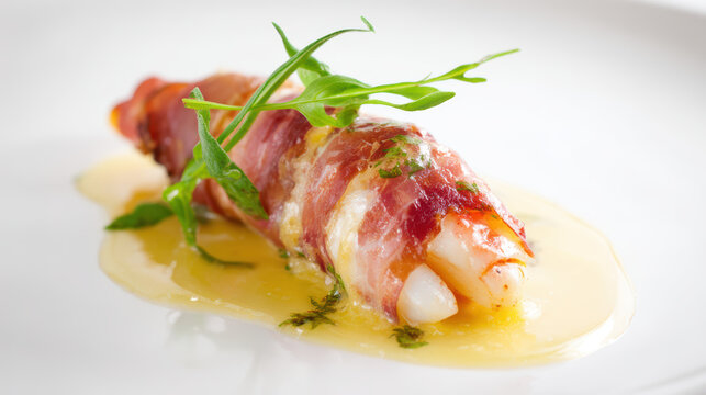 monkfish tail wrapped in prosciutto with herbs