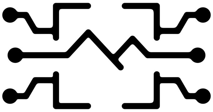 Focus, viewfinder, circuit, pcb, technology and innovation. Digital, tech, microchip and motherboard, illustration