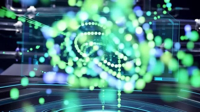 Electronic circuit board with glowing fiber optics tech animation video background
