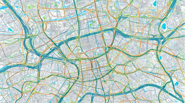 Detailed City Road Map Illustration.