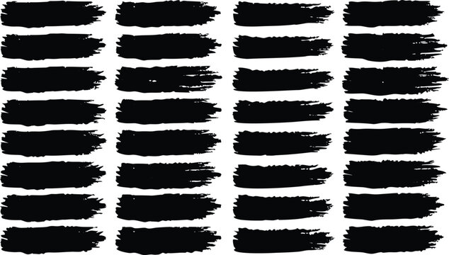 Black brush stroke rectangles on white background seamless pattern