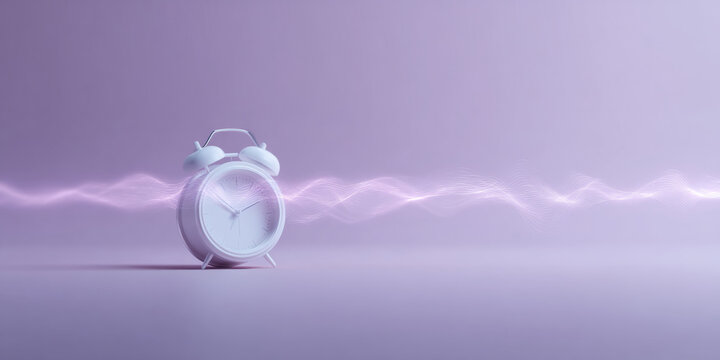 White alarm clock with sound waves