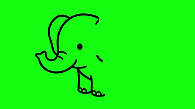  cartoon zebra, elephant, tiger, illustration vector video on green screen background 