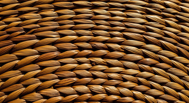 Close-up texture of woven natural fiber, abstract pattern background