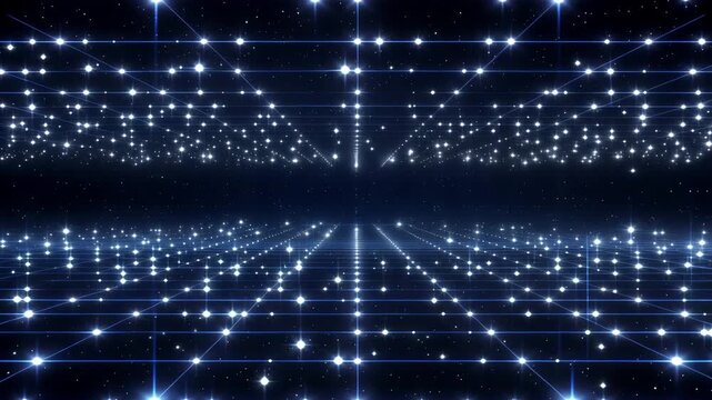 Abstract blue starry background with glowing lights tech animation video