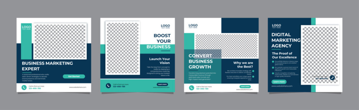 Modern Digital Marketing Agency Social Media Carousel Template for Business Growth, Editable AI file