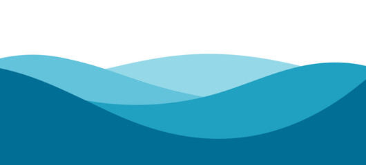 Fototapeta premium Blue ocean wave design with smooth flowing lines. Vector graphic background featuring wavy pattern.